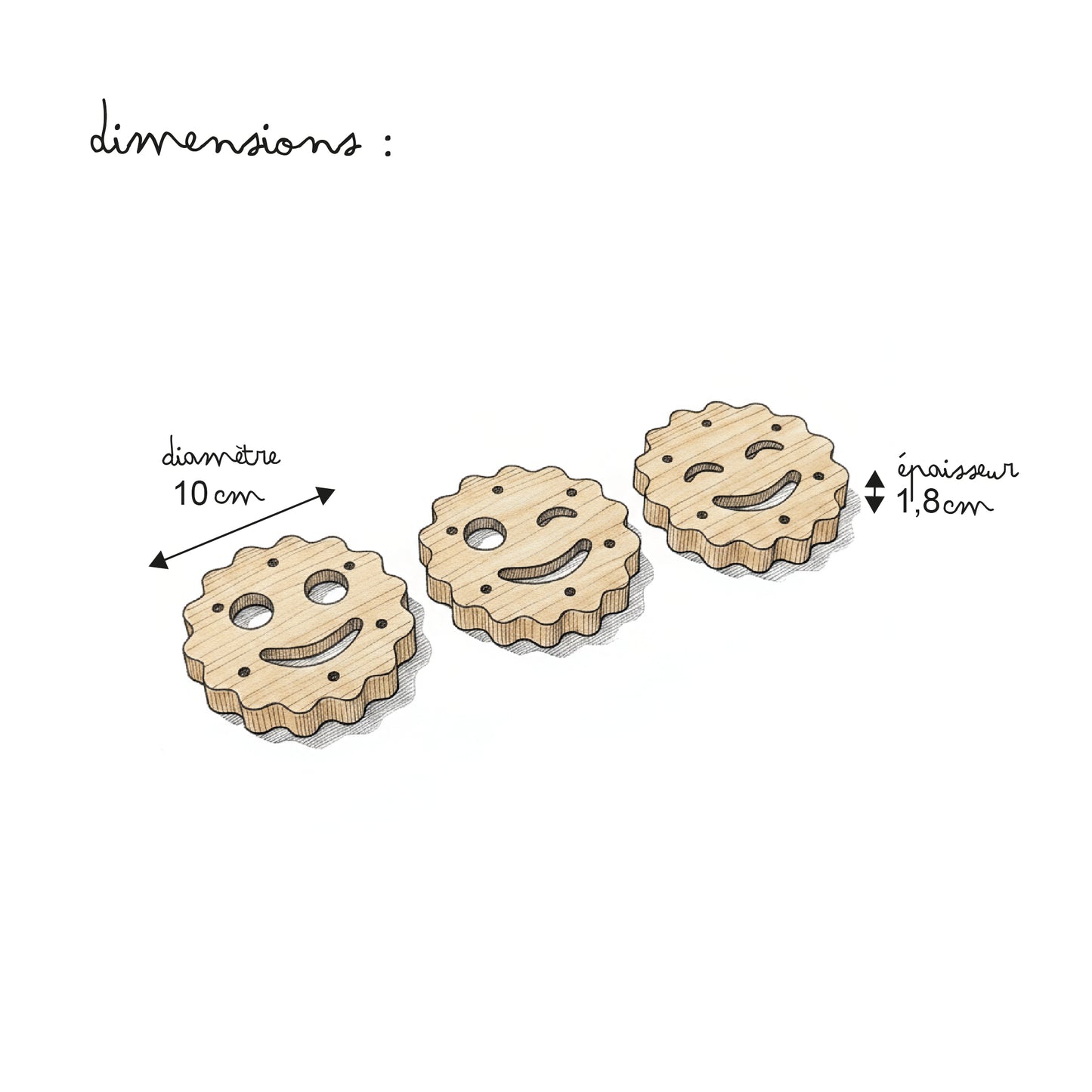 Dessous de verres "Biscuits sourires"